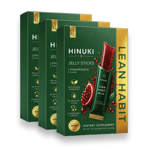 Hinuki 3-pakke bundt — tre grønne Lean Habit gelé-stick-æsker
