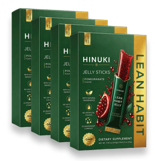 Hinuki 4-pakke bundt — fire grønne Lean Habit gelé-stick-æsker, mest populær